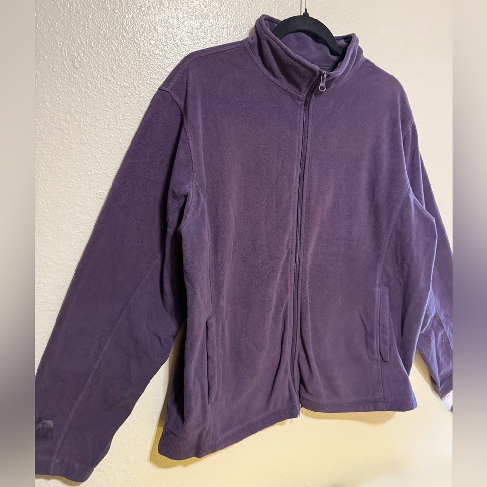 Purple Fleece Zip Jacket 1X Cozy Soft Lightweight Layering Coat - Picture 4 of 4